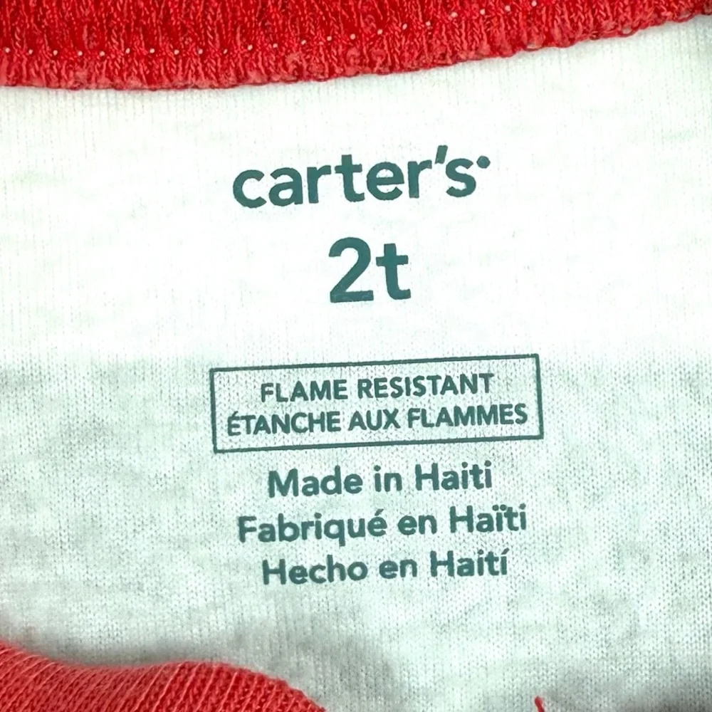 NWT‎ CARTER'S Toddler Boys' Firetruck Striped Microfleece Footie Pajamas Size 2T